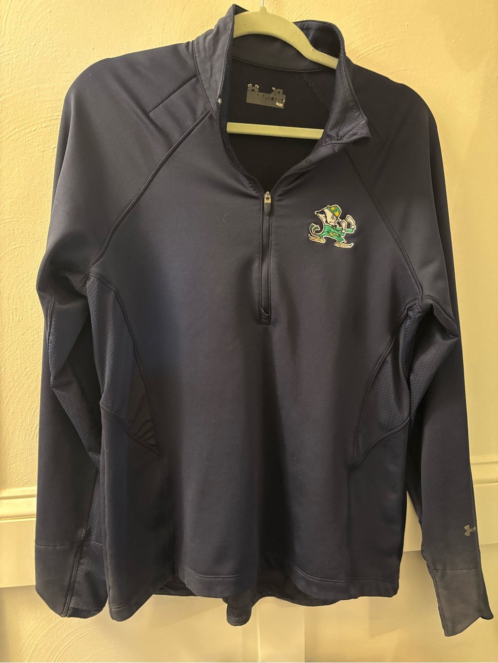 Under Armour Navy Quarter-Zip Pullover with Notre Dame Leprechaun Logo